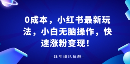 0成本，小红书最新玩法，小白无脑操作，快速涨粉变现-独角兽众创资源站独角兽网创资源站