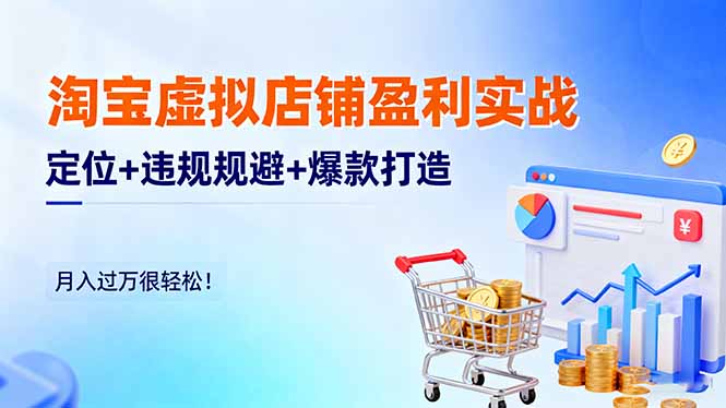 淘宝虚拟店铺盈利实战:定位+违规规避+爆款打造,月入过万很轻松!-独角兽众创资源站独角兽网创资源站