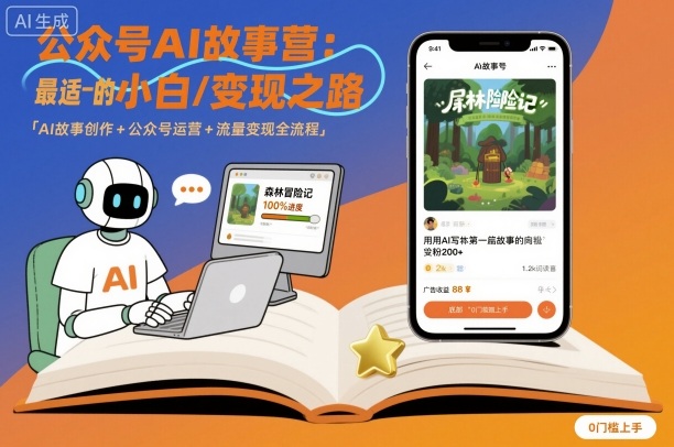 公众号ai故事营，最适合小白的自媒体变现之路-独角兽众创资源站独角兽网创资源站