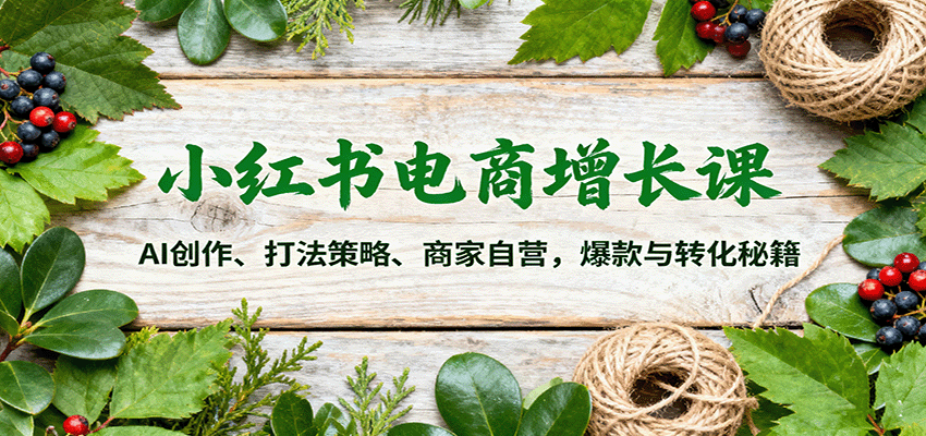小红书电商增长课:AI创作、打法策略、商家自营,爆款与转化秘籍-独角兽众创资源站独角兽网创资源站