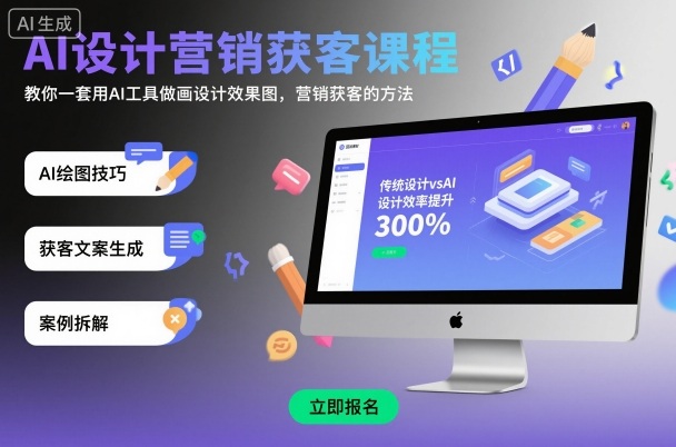 AI设计营销获客课程,教你一套用AI工具做画设计效果图,营销获客的方法-独角兽众创资源站独角兽网创资源站
