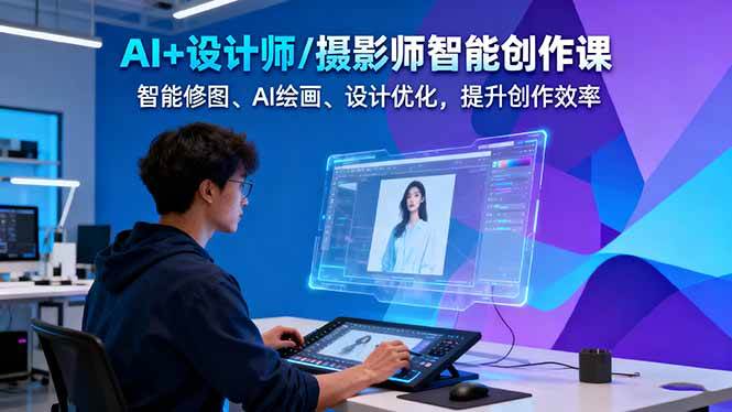 AI+设计师/摄影师智能创作课:智能修图、AI绘画、设计优化,提升创作效率-独角兽众创资源站独角兽网创资源站