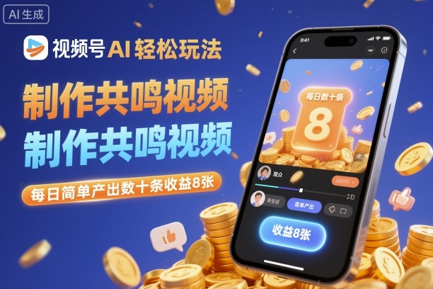 视频号AI轻松玩法，制作共鸣视频，每日简单产出数十条收益8张-独角兽众创资源站独角兽网创资源站