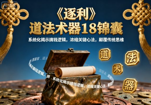 《逐利》道法术器18锦囊，系统化揭示搞钱逻辑，浓缩关键心法，颠覆传统思维-独角兽众创资源站独角兽网创资源站