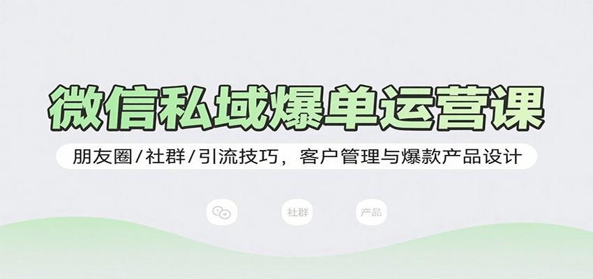 微信私域爆单运营课：朋友圈/社群/引流技巧，客户管理与爆款产品设计-独角兽众创资源站独角兽网创资源站