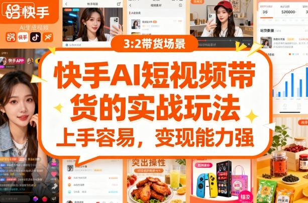 快手ai短视频带货的实战玩法，上手容易，变现能力强-独角兽众创资源站独角兽网创资源站