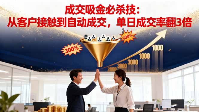 吸金成交营销必杀技：从客户接触到自动成交，单日成交率翻3倍-独角兽众创资源站独角兽网创资源站