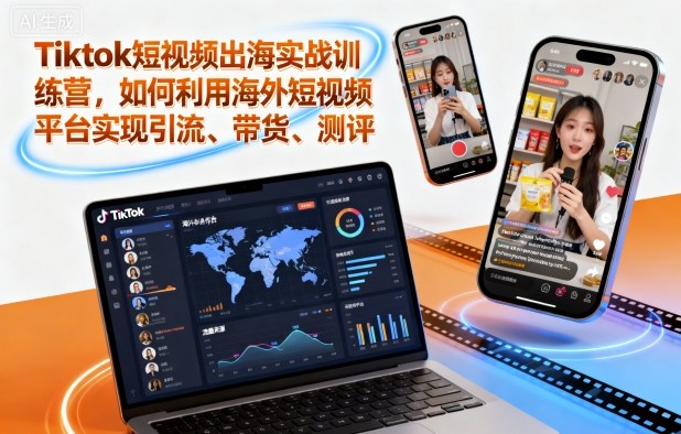 Tiktok短视频出海实战训练营,如何利用海外短视频平台实现引流、带货、测评-独角兽众创资源站独角兽网创资源站