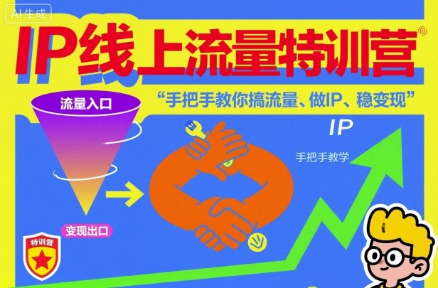 IP线上流量特训营，手把手教你搞流量、做IP、稳变现-独角兽众创资源站独角兽网创资源站