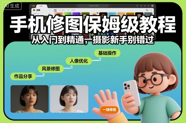 手机修图保姆级教程，从入门到精通，摄影新手别错过-独角兽众创资源站独角兽网创资源站
