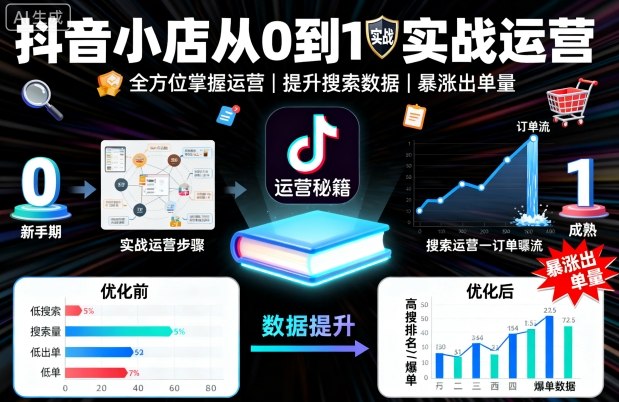 抖音小店从0到1实战运营，帮你全方位掌握小店运营，提升搜索数据与出单量-独角兽众创资源站独角兽网创资源站