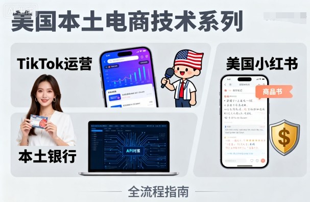 美国本土电商技术，Tiktok 运营篇+美国小红书篇+本土银行篇-独角兽众创资源站独角兽网创资源站