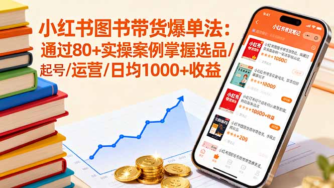 小红书图书带货爆单法：通过80+实操案例掌握选品/起号/运营/日均1000+收益-独角兽众创资源站独角兽网创资源站