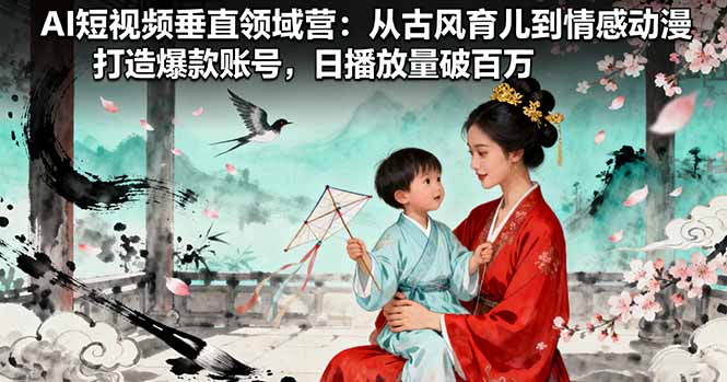 AI短视频垂直领域营：从古风育儿到情感动漫，打造爆款账号,日播放量破百万-独角兽众创资源站独角兽网创资源站
