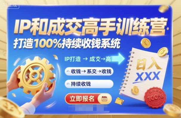 带你成为IP和成交高手的训练营,打造100%持续收钱系统-独角兽众创资源站独角兽网创资源站