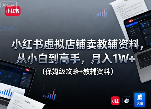 小红书虚拟店铺卖教辅资料,从小白到高手,月入1W+(保姆级攻略+教辅资料)-独角兽众创资源站独角兽网创资源站