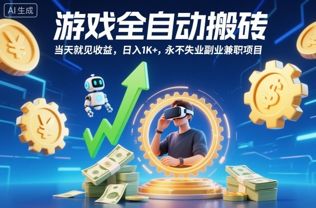 游戏全自动搬砖,当天就见收益,日入1K+,永不失业副业兼职项目【揭秘】-独角兽众创资源站独角兽网创资源站