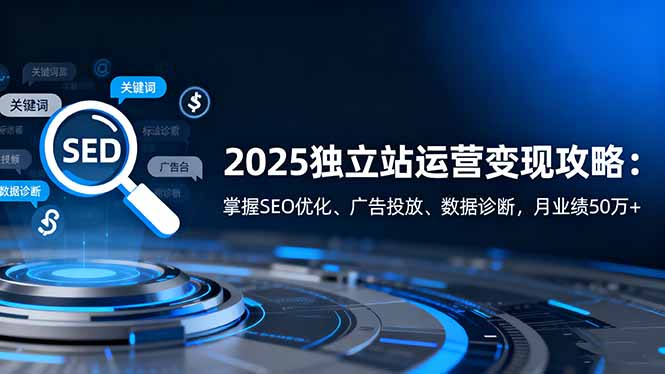 2025独立站运营变现攻略:掌握SEO优化、广告投放、数据诊断,月业绩50万+-独角兽众创资源站独角兽网创资源站
