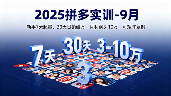 2025拼多多实训-9月：新手7天起量,30天日销破万,月利润3-10万,可矩阵复制-独角兽众创资源站独角兽网创资源站