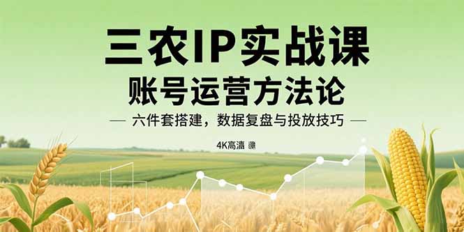 三农IP实战课：账号运营方法论，六件套搭建，数据复盘与投放技巧-独角兽众创资源站独角兽网创资源站