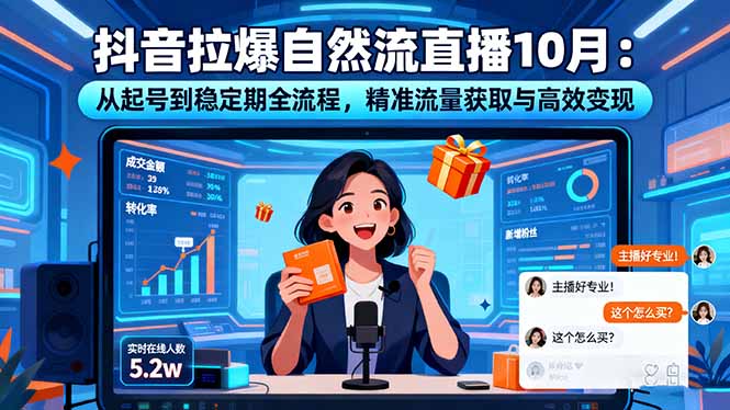 抖音拉爆自然流直播10月:从起号到稳定期全流程,精准流量获取与高效变现-独角兽众创资源站独角兽网创资源站