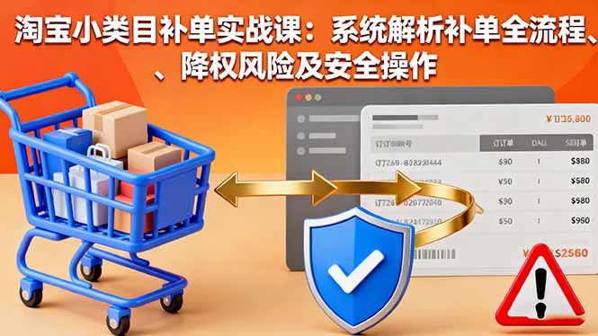 淘宝小类目补单实战课：系统解析补单全流程、降权风险及安全操作-独角兽众创资源站独角兽网创资源站