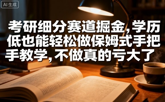 考研细分赛道掘金，日入1k+，学历低也能轻松做保姆式手把手教学，不做真的亏大了【揭秘】-独角兽众创资源站独角兽网创资源站
