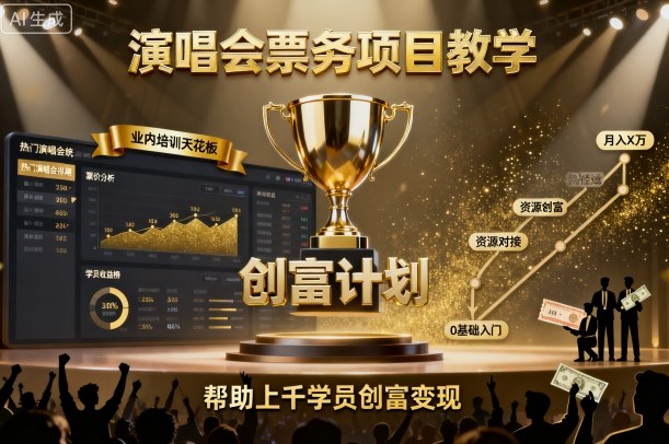演唱会票务项目教学，业内培训天花板，帮助上千学员创富变现-独角兽众创资源站独角兽网创资源站