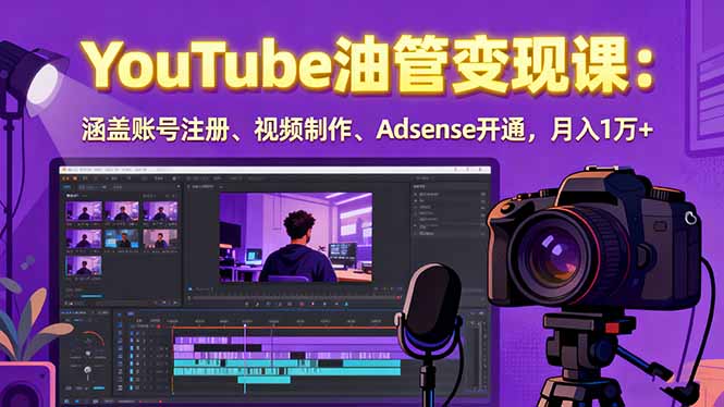 2025YouTube油管变现课：涵盖账号注册、视频制作、Adsense开通，月入1万+-独角兽众创资源站独角兽网创资源站