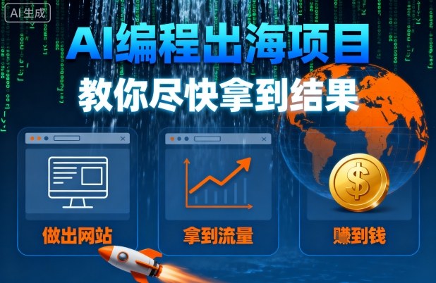 AI编程出海项目，教你尽快拿到结果-做出网站、拿到流量、賺到钱-独角兽众创资源站独角兽网创资源站