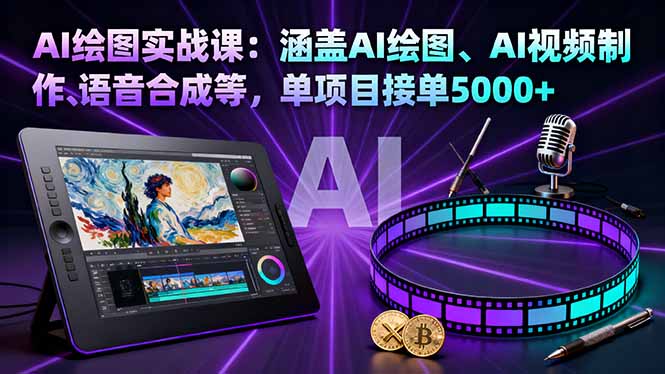 AI绘图实战课：涵盖AI绘图、AI视频制作、语音合成等，单项目接单5000+-独角兽众创资源站独角兽网创资源站