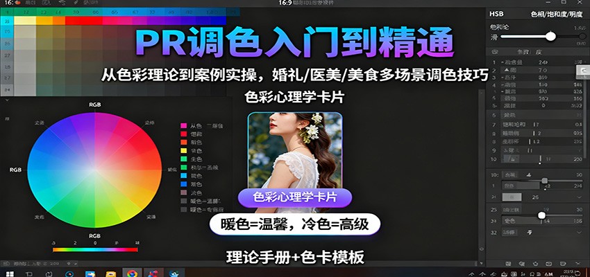 PR调色入门到精通:从色彩理论到案例实操,婚礼/医美/美食多场景调色技巧-独角兽众创资源站独角兽网创资源站