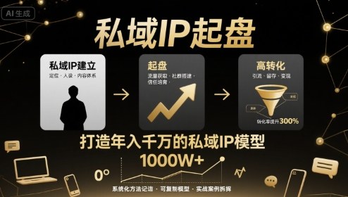 私域IP起盘，私域ip建立、起盘、高转化，打造年入千万的私域ip模型-独角兽众创资源站独角兽网创资源站