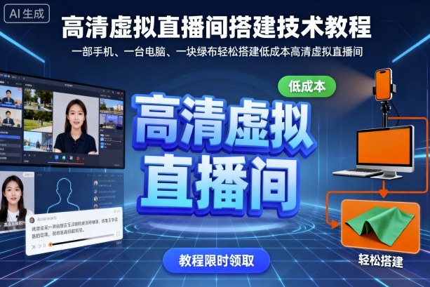 高清虚拟直播间搭建技术教程，一部手机、一台电脑、一块绿布轻松搭建低成本高清虚拟直播间-独角兽众创资源站独角兽网创资源站