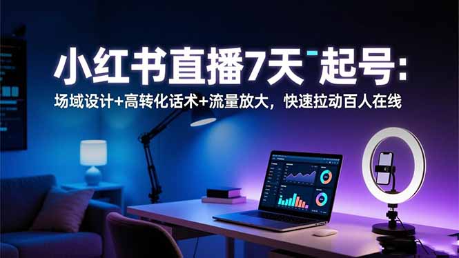 小红书直播7天起号：场域设计+高转化话术+流量放大，快速拉动百人在线-独角兽众创资源站独角兽网创资源站