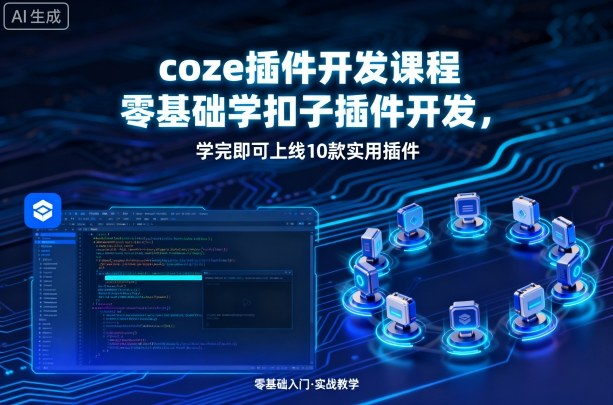 coze插件开发课程，零基础学扣子插件开发，学完即可上线10款实用插件-独角兽众创资源站独角兽网创资源站