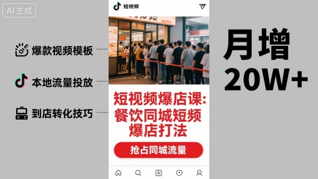 短视频爆店课，餐饮同城短视频爆店打法-独角兽众创资源站独角兽网创资源站