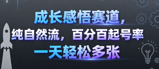 成长感悟赛道，纯自然流，百分百起号率 一天轻松多张-独角兽众创资源站独角兽网创资源站