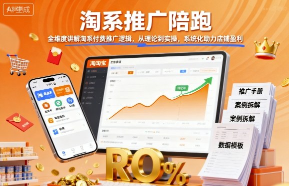 淘系推广陪跑，全维度讲解淘系付费推广逻辑，从理论到实操，系统化助力店铺盈利-独角兽众创资源站独角兽网创资源站
