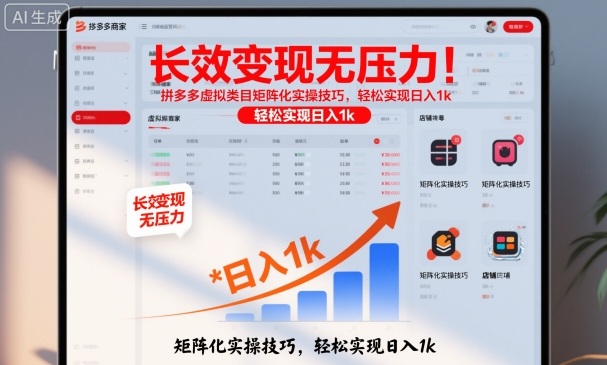 长效变现无压力!拼多多虚拟类目矩阵化实操技巧,轻松实现日入1k【揭秘】-独角兽众创资源站独角兽网创资源站