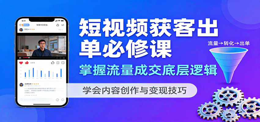 短视频获客出单必修课：掌握流量成交底层逻辑，学会内容创作与变现技巧-独角兽众创资源站独角兽网创资源站