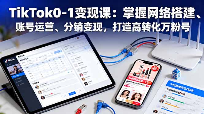 TikTok0-1变现课:掌握网络搭建、账号运营、分销变现,打造高转化万粉号-独角兽众创资源站独角兽网创资源站
