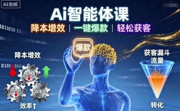 Ai智能体课，降本增效，一键爆款，轻松获客-独角兽众创资源站独角兽网创资源站