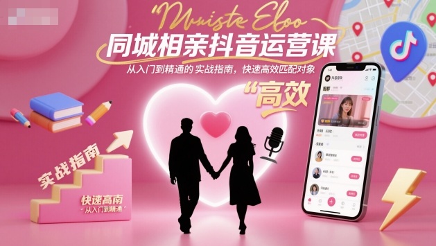 同城相亲抖音运营课，从入门到精通的实战指南，快速高效匹配对象-独角兽众创资源站独角兽网创资源站