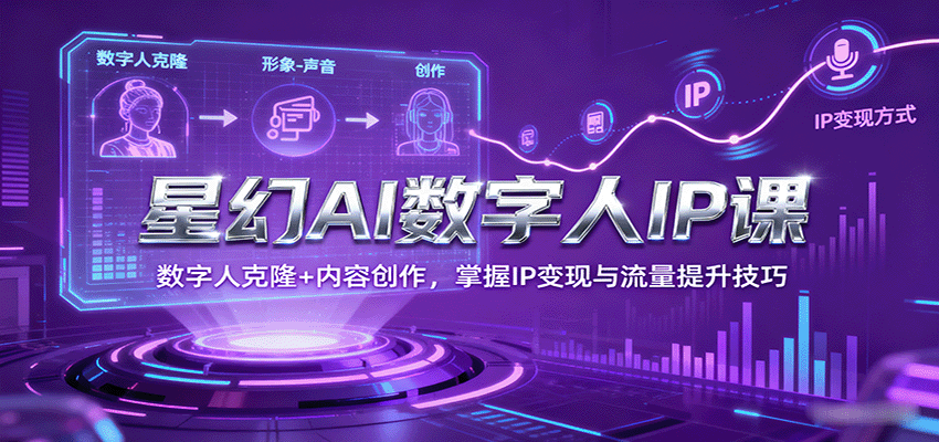 星幻AI数字人IP课，数字人克隆+内容创作，掌握IP变现与流量提升技巧-独角兽众创资源站独角兽网创资源站