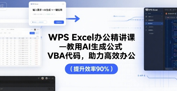 WPS Excel办公精讲课，教用 AI 生成公式，VBA 代码，助力高效办公-独角兽众创资源站独角兽网创资源站