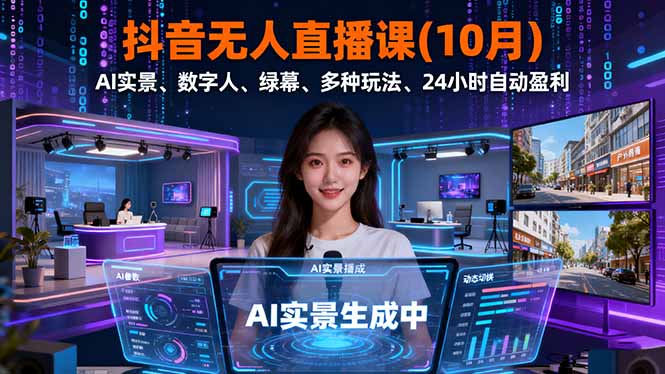 抖音无人直播课(10月-独角兽众创资源站独角兽网创资源站