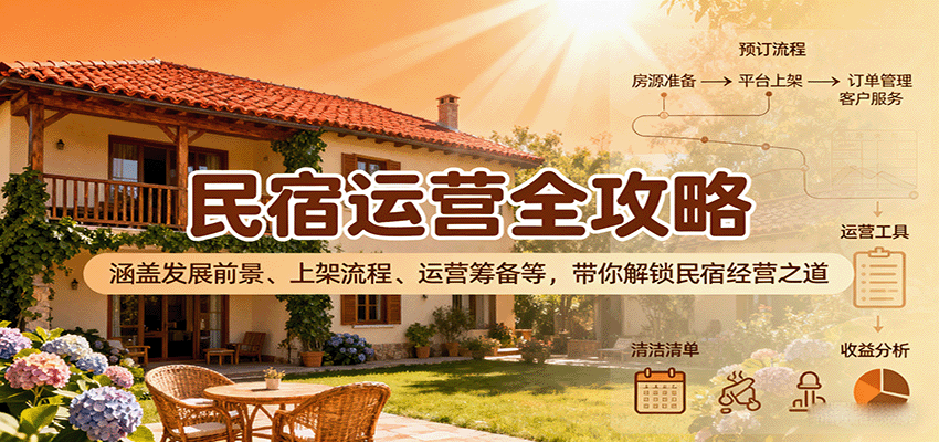 民宿运营全攻略：涵盖发展前景、上架流程、运营筹备等，带你解锁民宿经营之道-独角兽众创资源站独角兽网创资源站