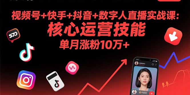 视频号+快手+抖音+数字人直播实战课(9月-独角兽众创资源站独角兽网创资源站