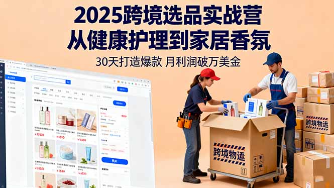 2025跨境选品实战营：从健康护理到家居香氛，30天打造爆款,月利润破万美金-独角兽众创资源站独角兽网创资源站